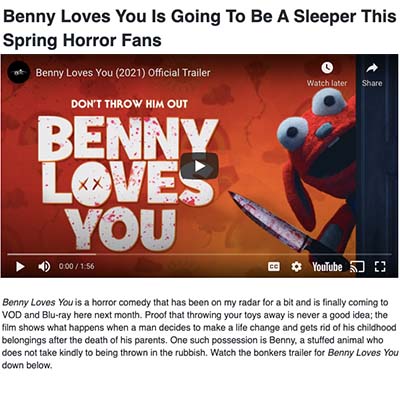 Benny Loves You Is Going To Be A Sleeper This Spring Horror Fans